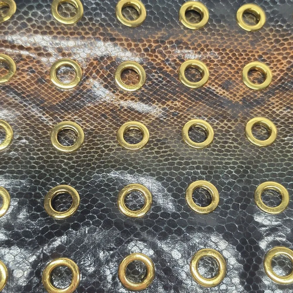 LOGO by Lori Goldstein Brown Snakeskin Print Gold Eyelets Clutch Bag Style 80s